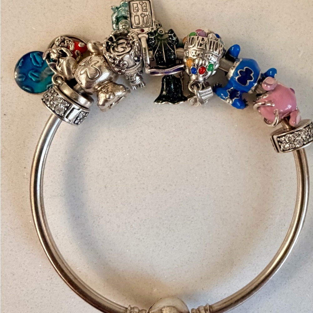Pandora Silver Bracelet with Multicolor Charms